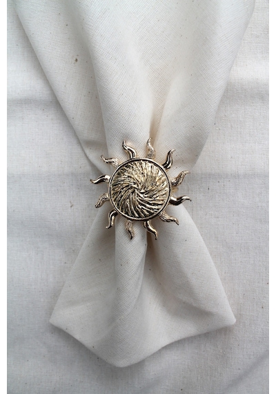 6 Adet Gold Güneş Metal Peçete Halkası - Napkin Ring M1