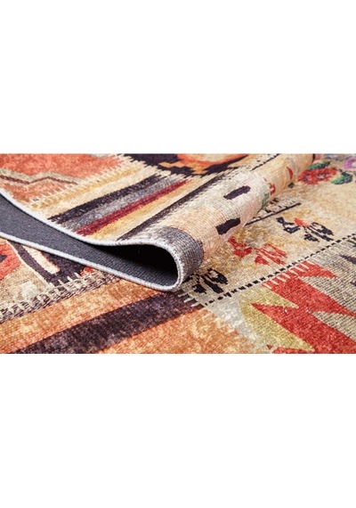 Piksel Halı Turuncu Patchwork Desen Dijital Baskı Halı Çok Renkli