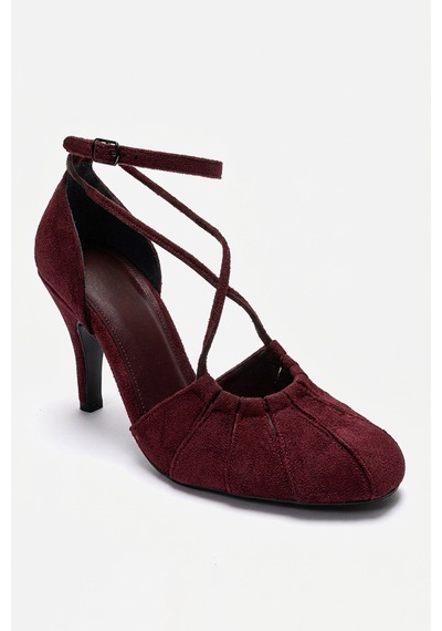 Luvishoes Elıza Bordo Süet Kadın Topuklu Ayakkabı