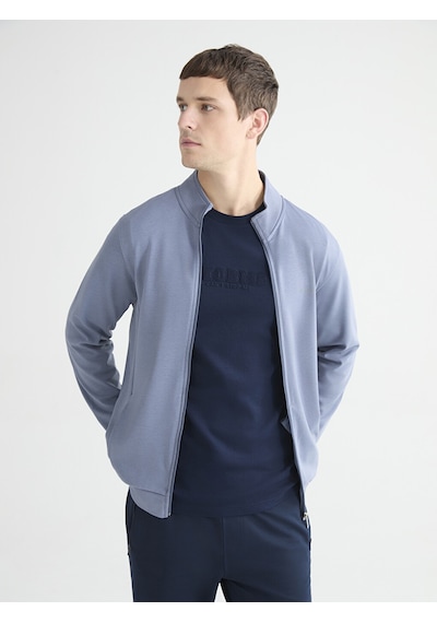 LC Waikiki Lc Waıkıkı Mavi Rahat Kalıp Dik Yaka Erkek Fermuarlı Sweatshirt