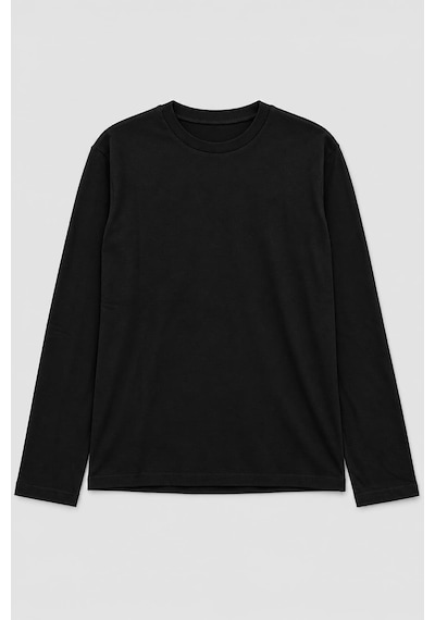 Markapia Kadın Bisiklet Yaka Düz Uzun Kollu Sweatshirt SiYAH