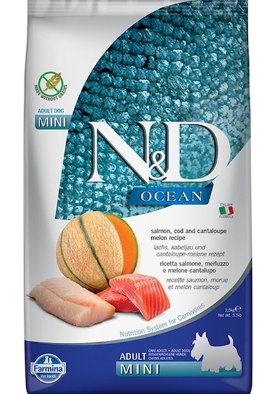 N&D Ocean Somon ve Morina Balıklı Kavunlu Mini Yetişkin Köpek Maması 2500 G