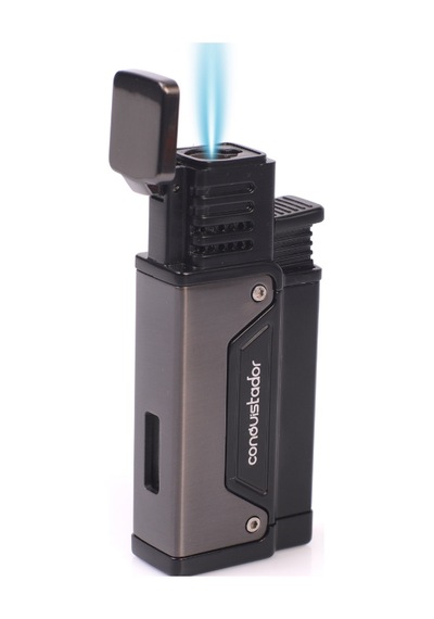 Conquistador Tek Torch Pürmüz Gunmetal Siyah Delicili Metal Puro Çakmağı Cnq-034