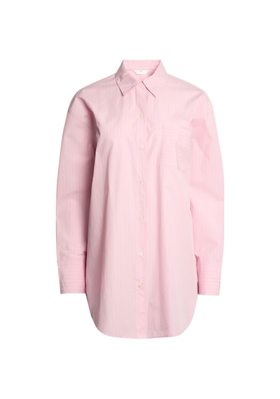 Marks & Spencer Saf Pamuklu Çizgili Poplin Pijama Üstü T37003702T Pembe