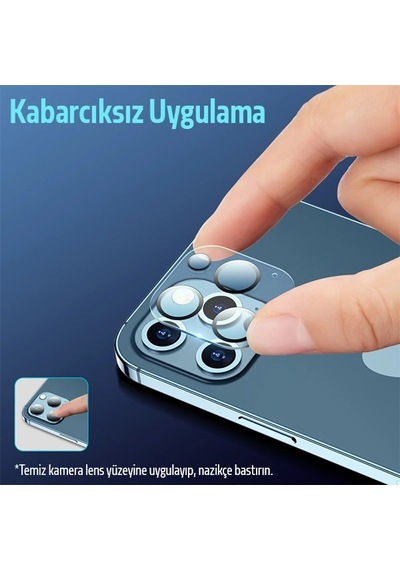 Ally Apple     Uyumlu iPhone 12 Pro 6.1 3d Full Tempered Glass Cam Kamera Koruyucu- 5775