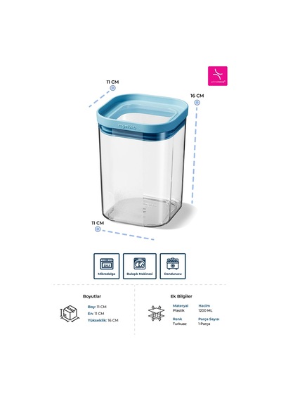 Royal Seoul Kuru Gıda Saklama Kabı Pp 1200 Ml Gıda İle Temasa Uygundur Çok Renkli