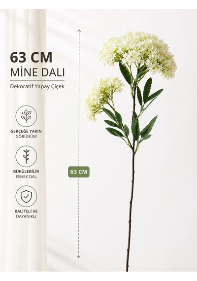 Yapay Beyaz Mine Dal 63 Cm Çok  Renkli