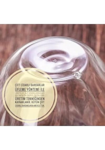 Needd Çift Katmanlı Espresso Cam Bardak Seti 2'li 80 Ml Borosilikat Cam, Isı Yalıtımlı Double Wall Tasarım Es Diğer