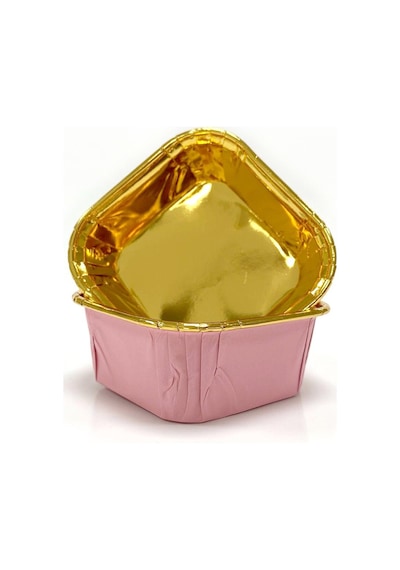 Dolphin Muffin Kare Kağıt Pembe Altın Cupcake Kek Kalıbı Kapsülü Kabı - 25 Adetlik 1 Paket Renkli