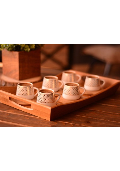Bambum Hanzade 6 Kişilik Kahve Takımı Desen Altlıklı B0933