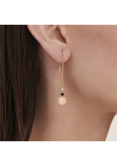 Altınbaş Pırlanta Spinel Taşlı Çiçek Küpe INT119P-14K