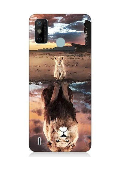 Tecno Spark 6 Go Uyumlu Silikon Kılıf Yavru Aslan Ve Yansıması