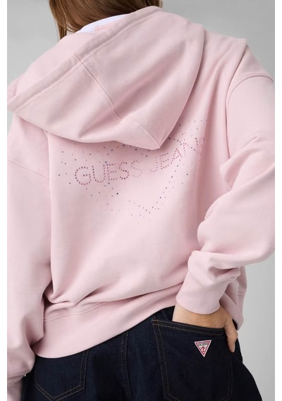 Guess Stras Taşlı Fermuarlı Pembe Kadın Sweatshirt W6yq10k3872