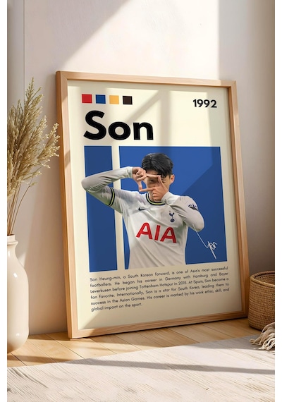 Son Heung-min Çerçeveli Tablo - Dekoratif Çerçeveli Futbolcu Poster Tablo