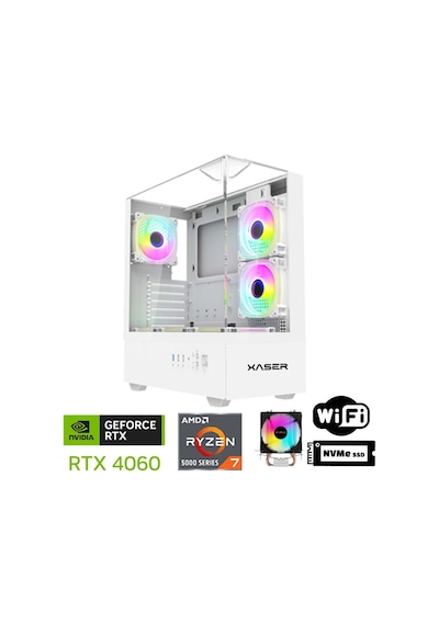 Xaser XSR1095 R7-5700X 32 GB 1 TB M.2 NVMe SSD 8 GB RTX4060 Free Dos Masaüstü Oyuncu Bilgisayarı Beyaz