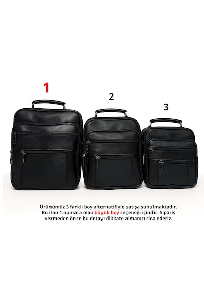 Westbag Erkek Siyah Çelik Kasalı Hakiki Deri El Ve Omuz Çantası Ayarlanabilir Askılı Büyük Boy
