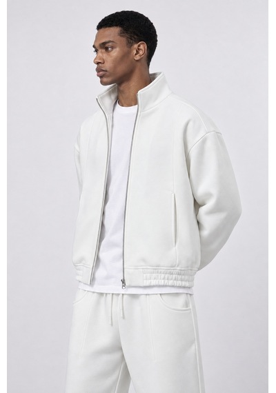 Respire Erkek Crop Fit Panda Oversize Zip Ekru