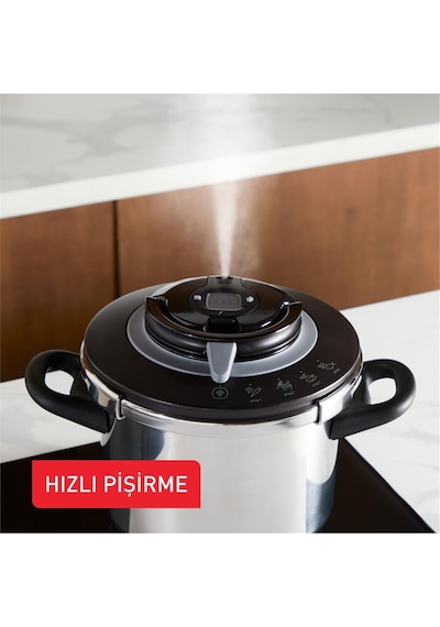 Tefal P4550731 Clipso+ Chef 4 Pişirme Programlı 6 Litre Düdüklü Siyah