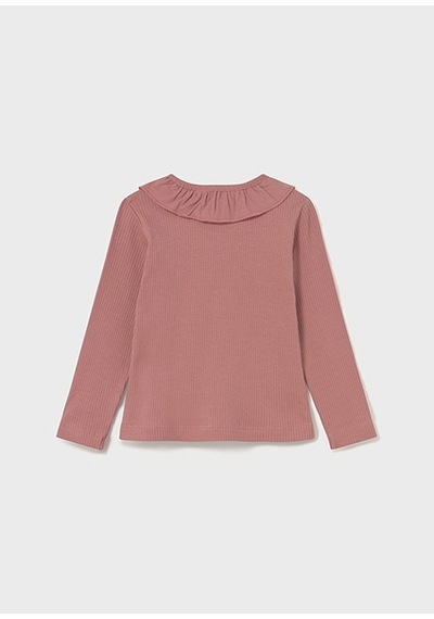 Mayoral Pembe Fırfırlı Yaka Nervürlü Polo Tişört 2112 Pembe