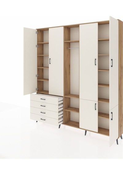 Arges Dolap 14 Raflı 4 Çekmeceli Tek Askılı 220x30x243 Çam-aytaşı/aytaşı Aytası/aytası Arges Dolap 14 Raflı 4 Çekmeceli Tek Askılı 220x30x243 Çam-aytaşı/aytaşı Aytası/aytası