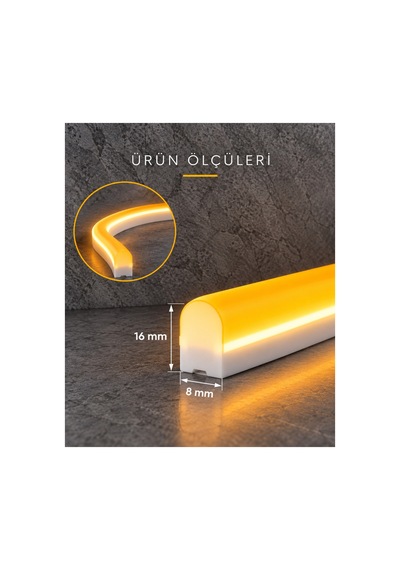 2 Metre Amber Neon Led 220v Tak Çalıştır Ip65 Esnek Hortum Led Ultra Parlak İç Dış Mekan Ultra Esnek Turuncu - 920214632 Turuncu