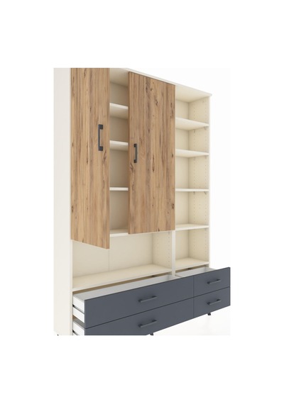Arges Dolap 10 Raflı 4 Çekmeceli 2 Kapaklı 132x30x195 Aytaşı-çam/antrasit Atlas Çam/antrasıt Arges Dolap 10 Raflı 4 Çekmeceli 2 Kapaklı 132x30x195 Aytaşı-çam/antrasit Atlas Çam/antrasıt