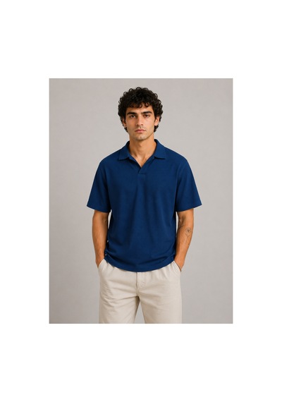 Parshey Regular Fit Fitilli Patlı Polo Yaka Erkek Tişört Premium Ottoman Kumaş Lacivert