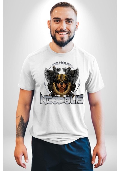 Neopolis Rottweiler Viking Unisex Unisex Beyaz Organik Baskılı T-shirt Penye Yüksek Kalite Beyaz
