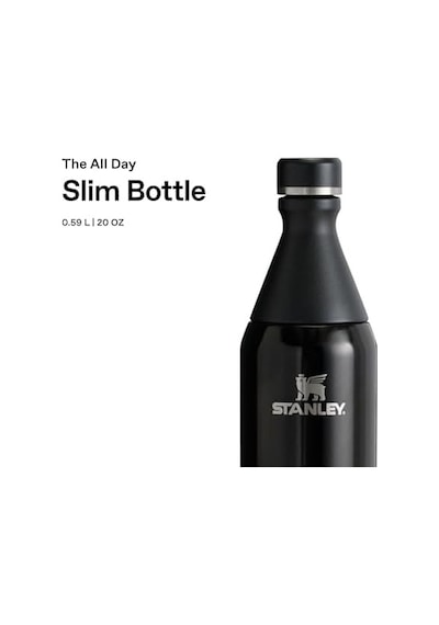 All Day Slim Soğuk Su Şişesi Termosu, 0.60 Litre, Siyah Açık Beyaz