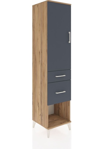 Hyperion Dolap Tek Raflı 2 Çekmeceli Tek Askılı 44x44x195 Çam-antrasit Atlas Çam