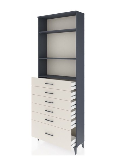 Arges Dolap 3 Raflı 6 Çekmeceli 88x30x243 Antrasit-aytaşı Antrasit