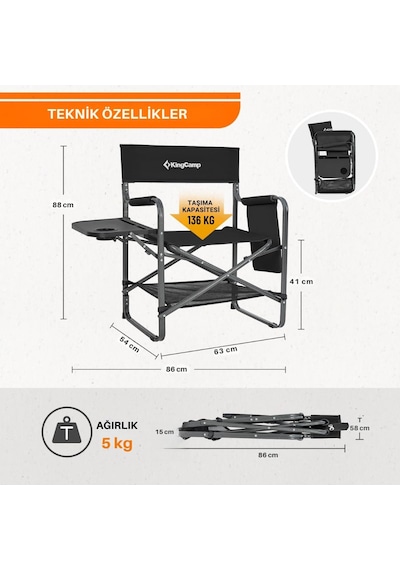 Kingcamp Ash Compact Katlanır Kamp Sandalyesi Black Çok Renkli