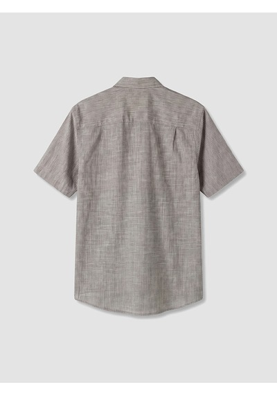 Lcwaıkıkı Classic Kahverengi Regular Fit Çizgili Poplin Erkek Gömlek