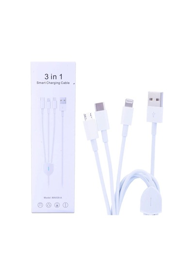 Ally Ma039-a Usb-type-c Micro Usb & Lightning 3in1 Usb Kablo- 5775 Beyaz