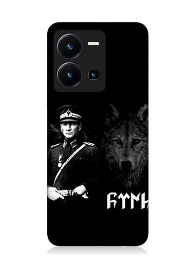 Vivo Y22s Uyumlu Mustafa Kemal Atatürk Ve Kurt Desenli Silikon Kılıf
