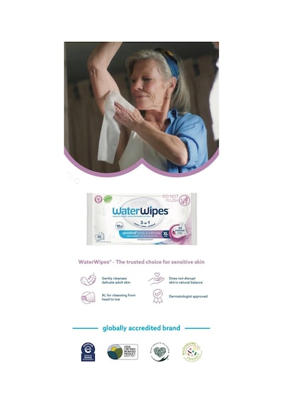 Waterwipes Yetişkin Islak Mendil Ekstra Geniş 12 30 Adet 360 Yaprak Adult Xl