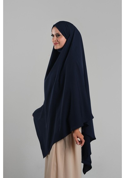 Hürrem Bone Lacivert Pratik Hazır Geçmeli Tesettür Eşarp Krep Bağcıklı Sufle Hijab 2313 02 Lacivert