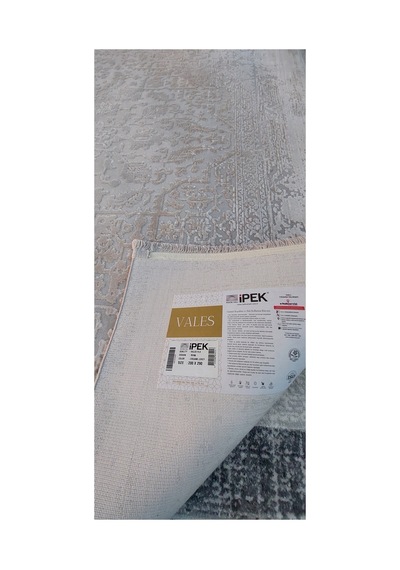 İpek Halı Vales Akrilik Yün İplik Dokuma 200x290 6m2 Makina Halısı Krem - Gri