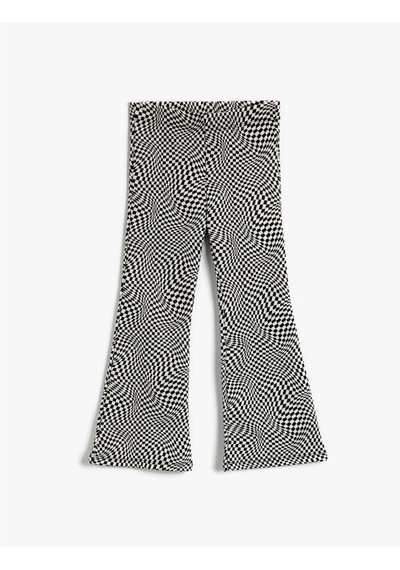 Koton İspanyol Paça Pantolon Dama Desenli Beyaz Desenli 2skg40075ak Beyaz