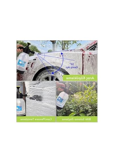 Bear Force Köpük Yapıcı Pompa 2 Litre Köpük Pompası Basınçlı El Pompası Araç Yıkama Şeffaf Açık Mavi