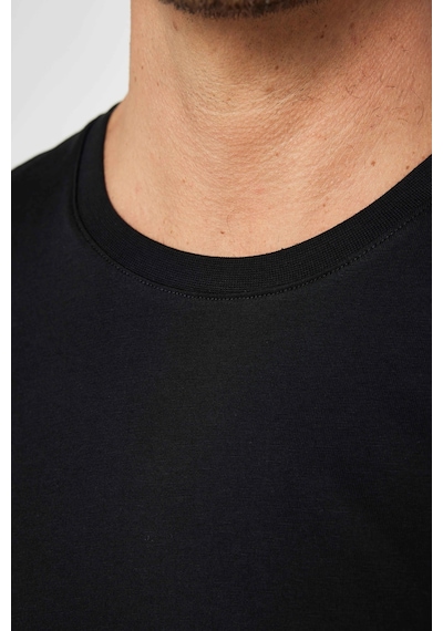 Tudors Erkek Slim Fit Dar Kesim %100 Organik Pamuk Yumuşak Dokulu Basic Bisiklet Yaka Tişört-31079-siyah Siyah