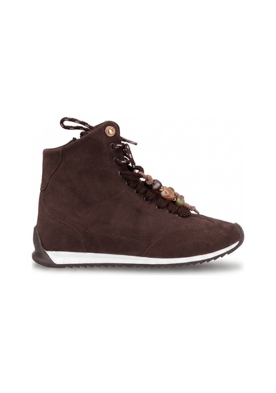 Ayakkabı Fuarı Elit Kcm195 Kadın Taşlı Sneaker Bot Kahverengi
