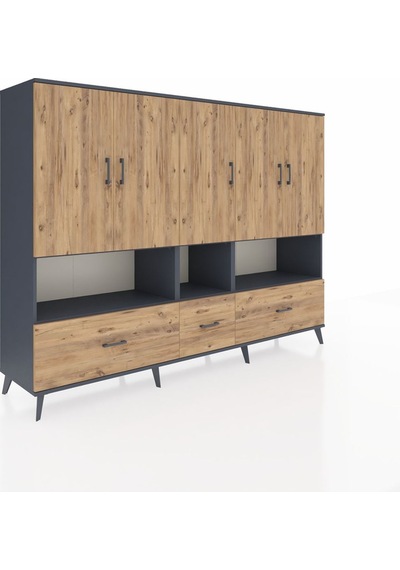 Hyperion Dolap 12 Raflı 3 Çekmeceli 5 Kapaklı 220x44x163 Antrasit Antrasit-çam Hyperion Dolap 12 Raflı 3 Çekmeceli 5 Kapaklı 220x44x163 Antrasit Antrasit-çam