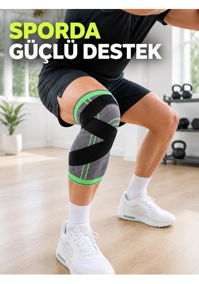 Erturkstore Mey İthalat Örme Sporcu Dizliği Ayarlanabilir Çapraz Destek Bantlı Esnek Diz Koruyucu -