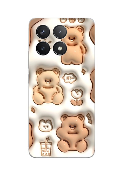 Poco F6 Pro Uyumlu Sütlü Kahve Sevimli Ayıcıklar Baskılı Silikon Kılıf