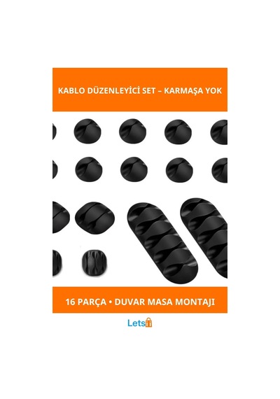 Kablo Düzenleyici Silikon 16 Parça Set Ev Ofis Kullanımı 1 Adet