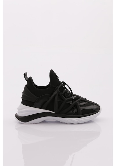 Dgn 044 Kadin Bağcikli Sneaker Ayakkabi 044-2252-R1534 Siyah