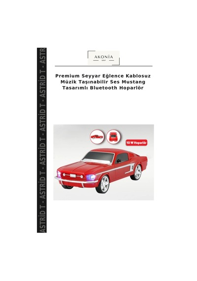 Premium Seyyar Eğlence Kablosuz Müzik Taşınabilir Ses Mustang Tasarımlı Bluetooth Hoparlör