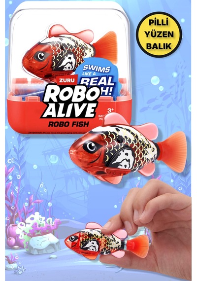 1.8 Metre Derine Dalan Suda Renk Değiştiren Yüzen Pilli Robo Alive Balık - 6.8 Cm - 1 Adet - Kırmızı