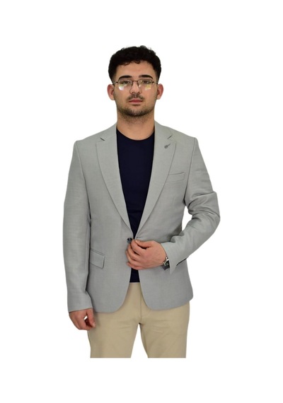 Erkek Gri Tek Spor Ceket Çift Yırtmaçlı Bgl-st04465 Gri